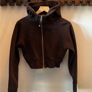 lululemon athletica Dark Brown Cropped Zip-Up Hoodie